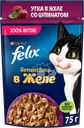 Корм влажный для взрослых кошек FELIX Sensations Утка в желе со шпинатом, 75г