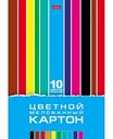 Картон А4 цветной мелованный Hatber в папке, 10×10листов