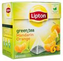 Чай зеленый Lipton Mandarin Orange с цедрой цитруса в пакетиках, 20х1.8 г