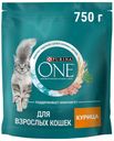 Корм сухой PURINA ONE  для взрослых кошек с курицей 750г