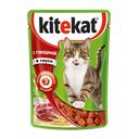 Влажный корм для кошек Kitekat Говядина в соусе,  85г