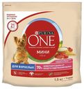 Корм для собак Purina One Мини 1,5кг говядина рис