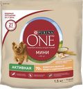 Корм для собак PURINA ONE®, сухой, Актив, мини, курица-рис, 1,5кг