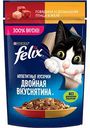 Корм для взрослых кошек влажный Felix Аппетитные кусочки Говядина и домашняя птица в желе, 75 г