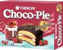 Пирожное Orion Choco Pie Raspberry бисквитное в шоколаде с малиной 360г