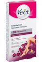 Восковые полоски для депиляции ног и рук Veet Easy-Gelwax c ароматом бархатной розы и эфирными маслами, 10 шт.