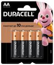 Батарейки алкалиновые Duracell Basic AA/R6/LR6, 4 шт.