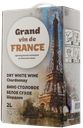 Вино Grand Vin De France Шардоне столовое сухое белое, 10-12%, 2 л, Россия