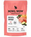 Корм Bowl Wow кусочки в соусе с лососем и овощами консервированный полнорационный для стерилизованных кошек, 85г
