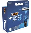 Сменные касcеты для бритвенных станков Bic Flex 3 hybrid, 8 шт.