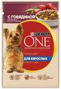 Корм для собак Purina ONE Мини С влажный с говядиной картофелем и горохом в подливе, 85 г