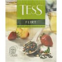 Чай зеленый Tess Flirt листовой с клубникой и ароматом белого персика в пакетиках 1,5 г x 100 шт