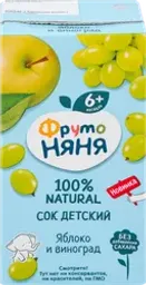 Сок ФРУТОНЯНЯ Яблоко, виноград, с 6 месяцев
