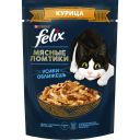 FELIX Мясные Ломтики. Корм консервированный полнорационный для взрослых кошек, с курицей, Пауч, 75г