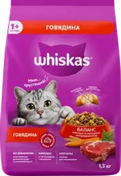Корм сухой для взрослых кошек WHISKAS с говядиной