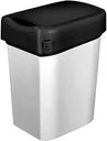 Контейнер для мусора пластиковый Econova Metal Bin 33,3 см цвет: черный/серебристый, 25 л