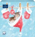Салфетки бумажные PREMIUM CLUB Новогодний подарок котята 3-слоя 33х33см, 20шт