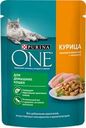 Корм влажный для взрослых кошек PURINA ONE Housecat с курицей и морковью в соусе, 75г