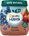 Пюре фруктово-ягодное ФРУТОНЯНЯ Яблоко, черника, с 5 месяцев, 100г