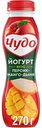 Йогурт питьевой Чудо вкус Персик-манго-дыня 2,4%, 270 г