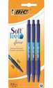 Ручки шариковые автоматические Bic Soft Feel fine цвет: синий 0,8 мм, 3 шт.