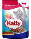 Корм влажный Katty с говядиной для кошек 85г