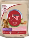 Корм сухой для взрослых собак PURINA ONE Mini Чувствительная с лососем и рисом, 600г