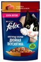 Влажный корм Felix Аппетитные кусочки Двойная Вкуснятина с индейкой и печенью в желе для взрослых кошек 75 г