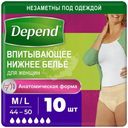 Впитывающее нижнее белье Depend для женщин M-L, 10шт
