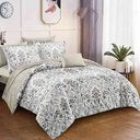 Комплект постельного белья семейный Bravo Theodora Collection Айша поплин цвет: слоновая кость/темно-серый/золотистый, 5 предметов