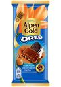 Шоколад молочный Alpen Gold Орео с начинкой со вкусом арахисовой пасты и кусочками печенья, 85г