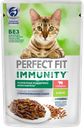 Корм консервированный для взрослых кошек PERFECT FIT Иммунитет с говядиной в желе с добавлением льна, 75г