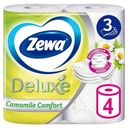 Туалетная бумага Zewa Deluxe Ромашка 3 слоя 4 рулона