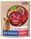 Корм для взрослых собак Purina One Мини 600г с говядиной и рисом