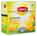 Чай зеленый Lipton Mandarin Orange с цедрой цитруса в пирамидках, 20х1.8 г