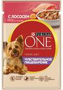 Корм для собак мелких пород с чувствительным пищеварением Purina One с лососем, рисом и морковью в подливе, 85 г