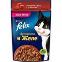 Корм для взрослых кошек влажный Felix Sensations Говядина в желе с томатами, 75 г