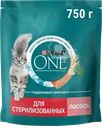  Корм сухой для взрослых кошек PURINA ONE Sterilised с лососем и пшеницей, для стерилизованных 