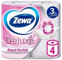 Туалетная бумага Zewa Deluxe Орхидея 3 слоя 4 рулона