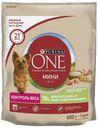 Сухой корм Purina ONE с индейкой и рисом повседневный для собак мелких пород 600 г
