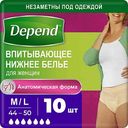 Нижнее белье для женщин впитывающее Depend M/L (44-50), 10 шт.