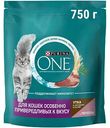 Сухой корм для кошек особенно привередливых ко вкусу Purina One Утка и печень, 750 г