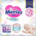 Подгузники для новорожденных Merries NB (до 5 кг), 90 шт.