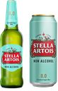Пиво STELLA ARTOIS безалкогольное, светлое, фильтрованное: банка 0,45 л/стекло, 0,44 л