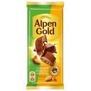 Шоколад молочный Alpen Gold, с солёным миндалём и карамелью, 80г/85г