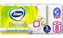 Туалетная бумага Zewa Deluxe Ромашка 3 слоя, 8 рулонов