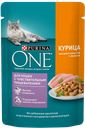 Корм для кошек PURINA® ONE чувствительное пищеварение курица-морковь, 75г