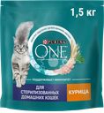 Корм сухой для взрослых кошек PURINA ONE Sterilised с курицей и цельными злаками, 1,5кг