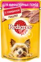 Корм консервированный для взрослых собак PEDIGREE паштет с говядиной, для миниатюрных пород, 80г