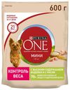 Сухой корм Purina One Мини Здоровый вес с индейкой и рисом для собак мелких пород склонных к набору веса 600 г